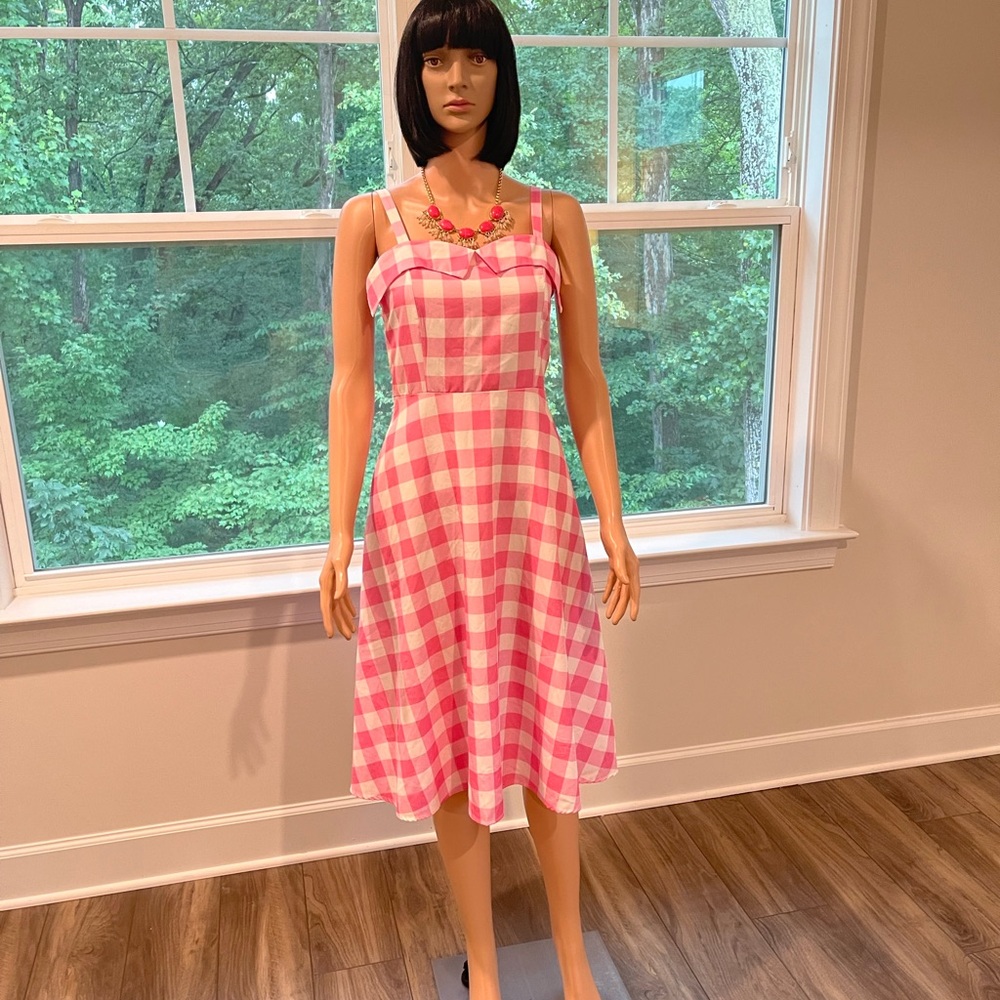 Source Unknown Red and White Sundress Sleeveless Midi